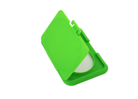 Zielone plastikowe pudełko na chusteczki do chusteczek Odwróć górną nasadkę Długość 79,5 mm